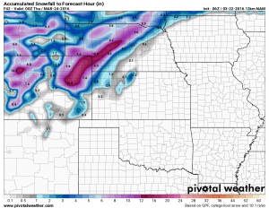 NAM total snowfall forecast by Weds evening