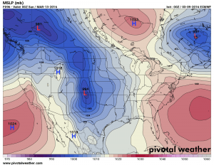 Euro model showing a strong closed low over SE Colorado next week