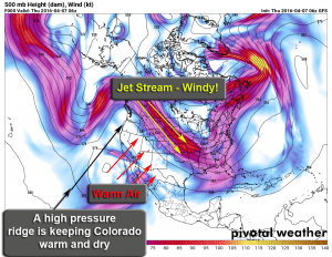 Position of 500mb weather systems and jet as of Thurs. April 7