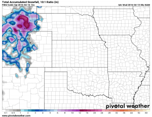 NAM model snowfall **Note this model's range is only through Sat AM**