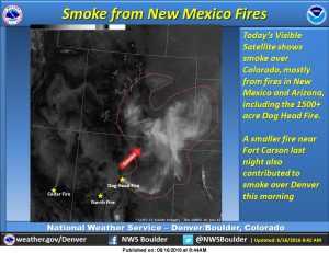 NWS graphic showing smoke on visible satellite this morning...
