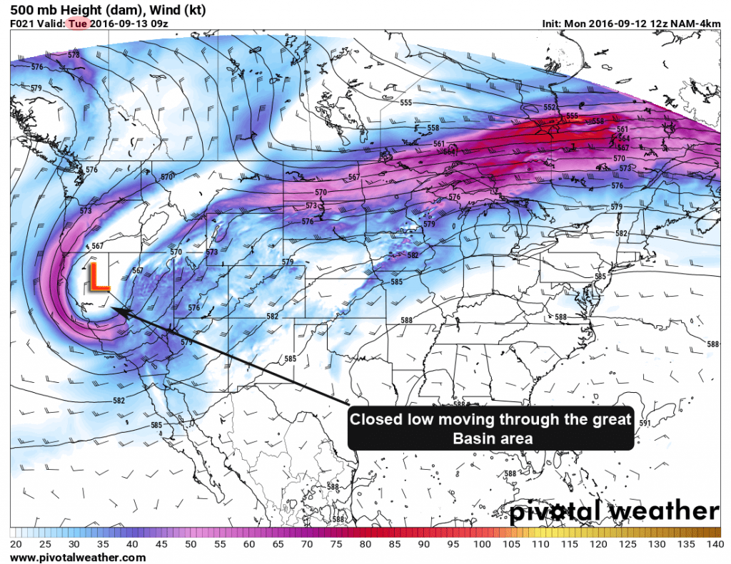 500MB Jet stream position on Tuesday Sept. 13