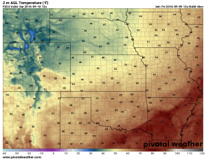 Colorado Weather - Forecast low temperatures for Saturday September 10