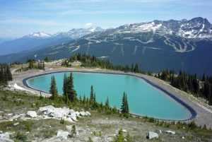 Storage reservoir used for snowmaking at Whistler- Blackcomb Ski Resort in British Columbia, Canada.