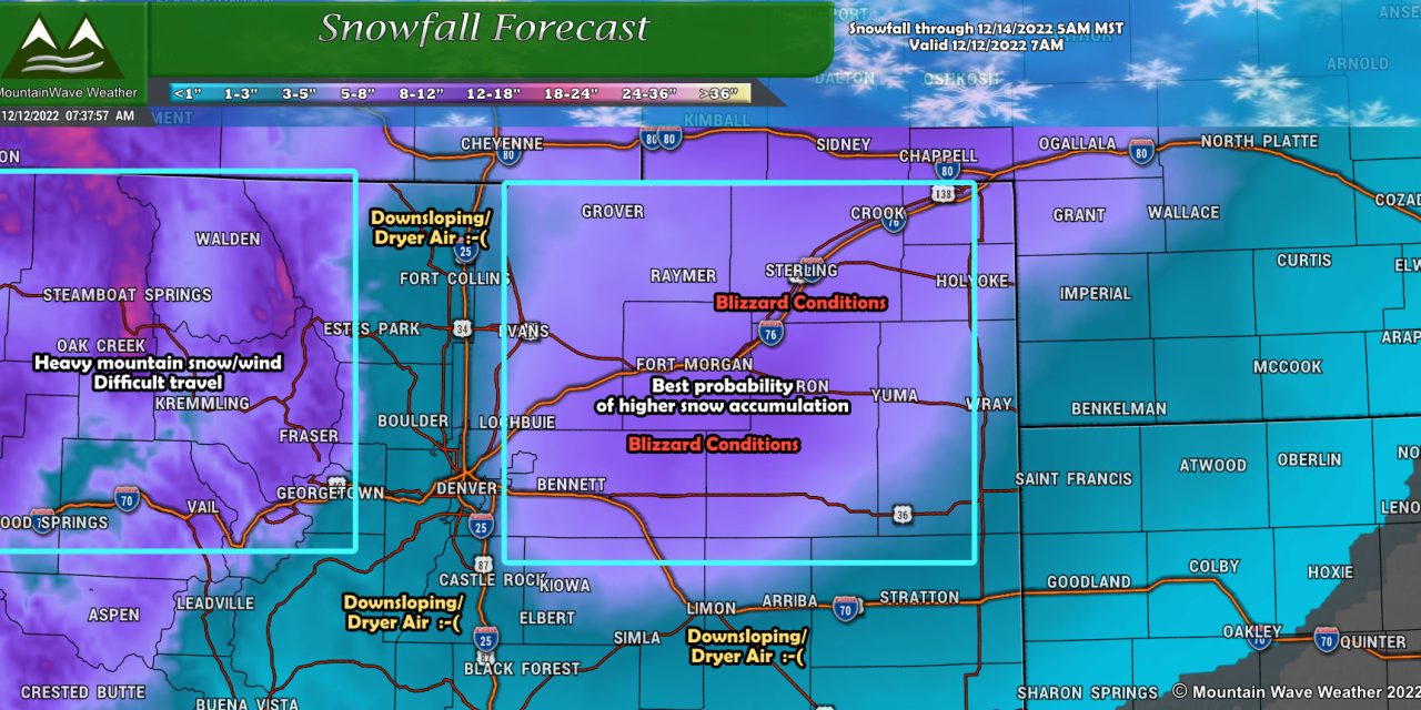 Blizzard Conditions for NE Colorado – Winter Storm Update – Valid 12-12-2022 8AM