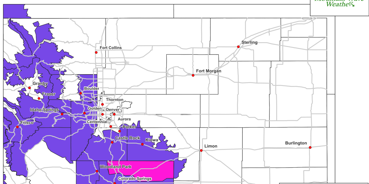 Updated Colorado Snowfall Forecast – Valid 12-8-2023 6PM