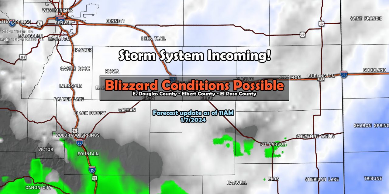 Late Sunday/ Monday Storm System Could Bring Blizzard Conditions – Valid 01-070-2024 11AM